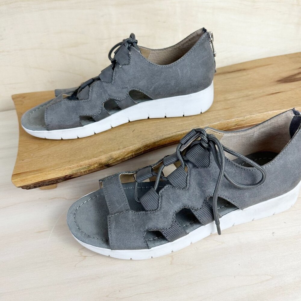 Adrienne Vittadini Sport Peggie Wedge Sandals Grey 7.5